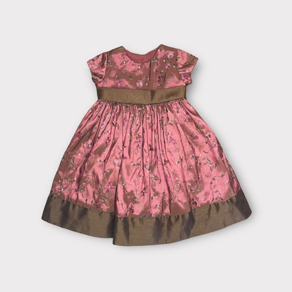 Marmellata Floral Embroidered Mulberry & Brown Color Dress